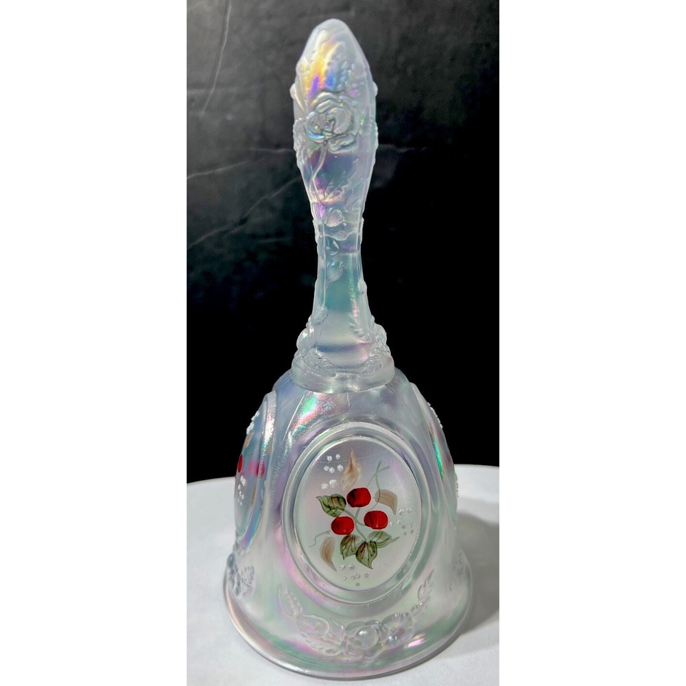 Vintage Fenton 1992 Iridescent Handpainted 7" Bell Signed Artist S. Hopkins